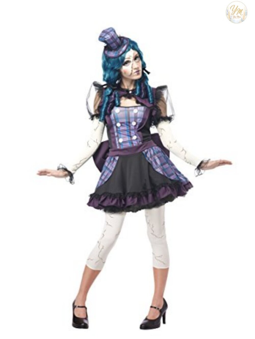 Womens Victorian Steampunk Costume Dress Shrug Hat Leggings